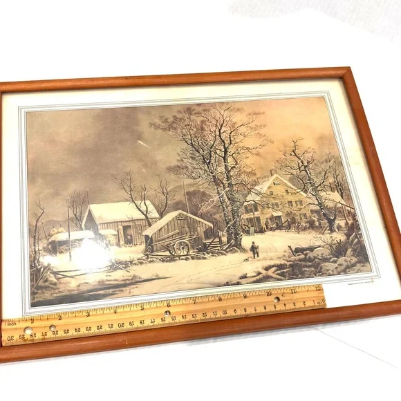Vintage Art Print 15x11 Winter in the Country